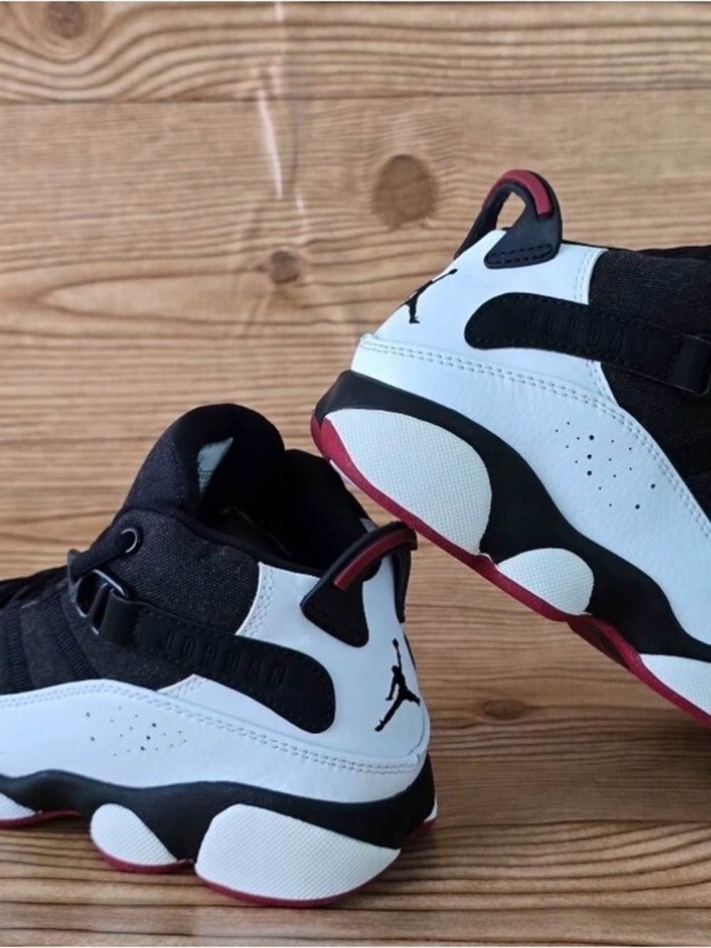 Jordan Kids Black/White/Red Low-Top Sneakers